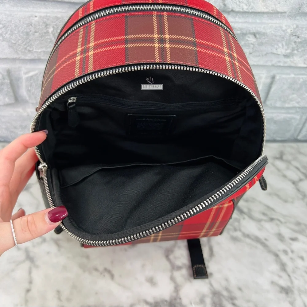 Coach Court Backpack With Tartan Plaid Print - Picture 10 of 16
